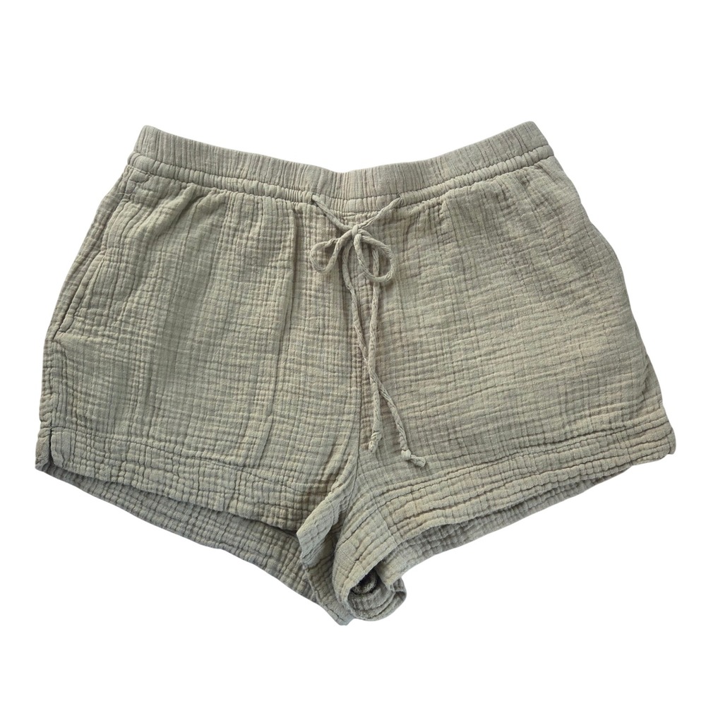 Coastal Sage Green Gotton Gauze Drawstring Shorts Medium Boho Surf Summer Casual